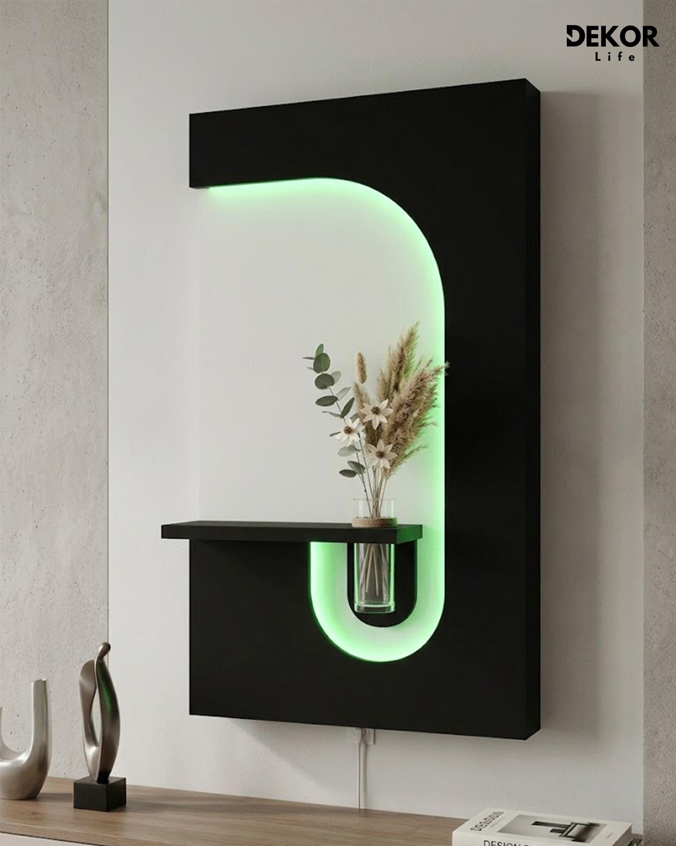 Dekor Fark 50x90 cm Oval LED'li Dekoratif Duvar Paneli - Gizli Aydınlatmalı - Model D043
