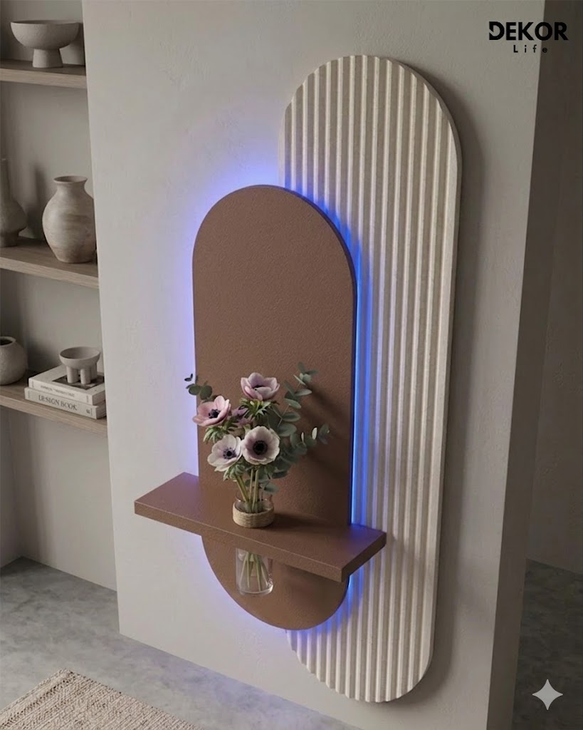 Dekor Fark 40x90 cm Oval LED'li Dekoratif Duvar Paneli - Gizli Aydınlatmalı - Model D006
