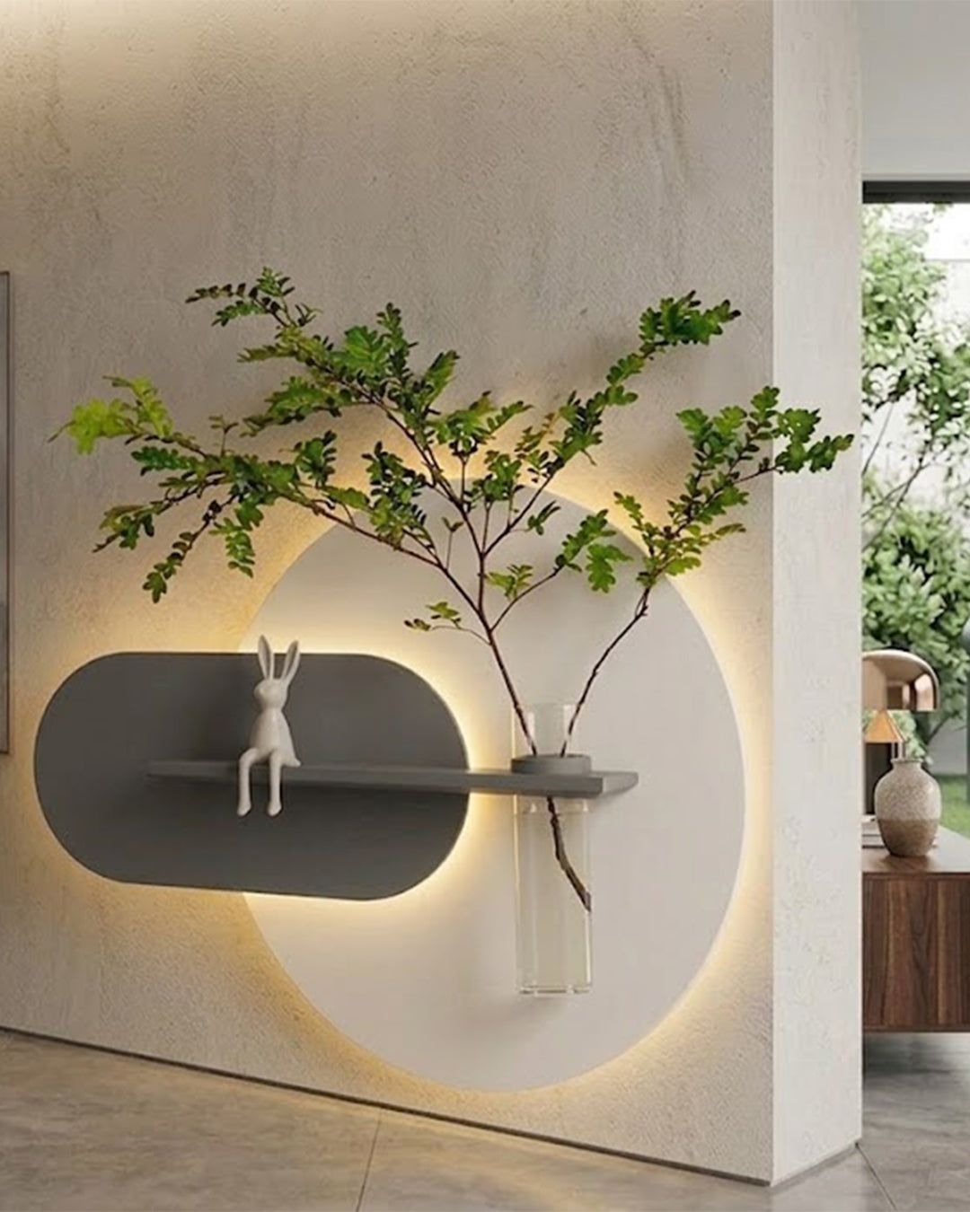 Dekor Fark 50x50 cm Oval LED'li Dekoratif Duvar Paneli - Gizli Aydınlatmalı - Model D026