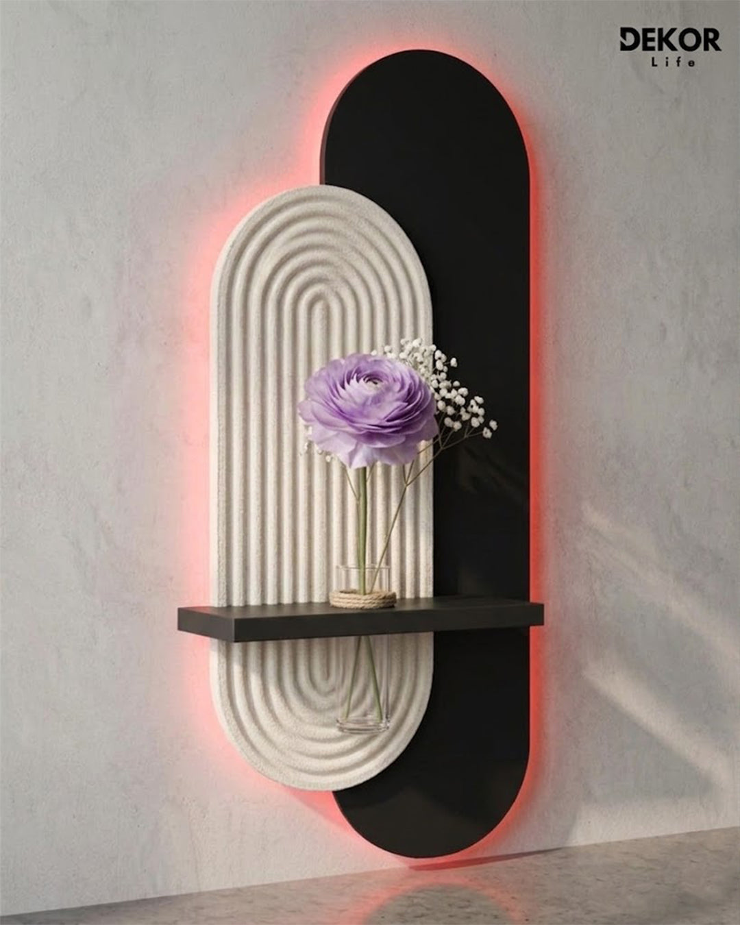 Dekor Fark 40x90 cm Oval LED'li Dekoratif Duvar Paneli - Gizli Aydınlatmalı - Model D019