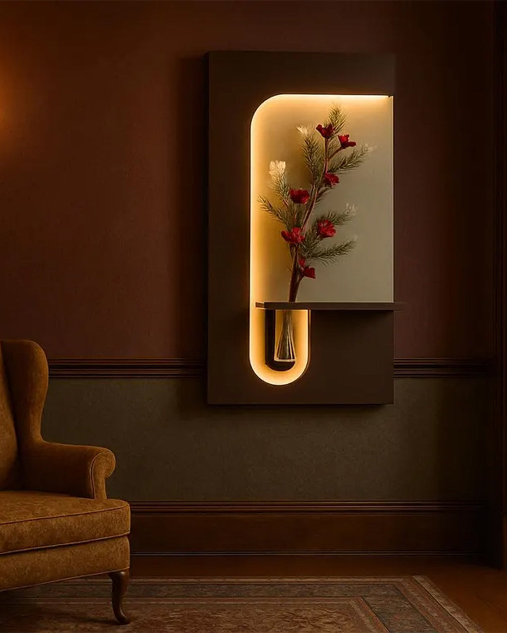 Dekor Fark 40x70 cm Pilli LED'li İskandinav Duvar Tablosu - Pütürlü Doku - Model D096