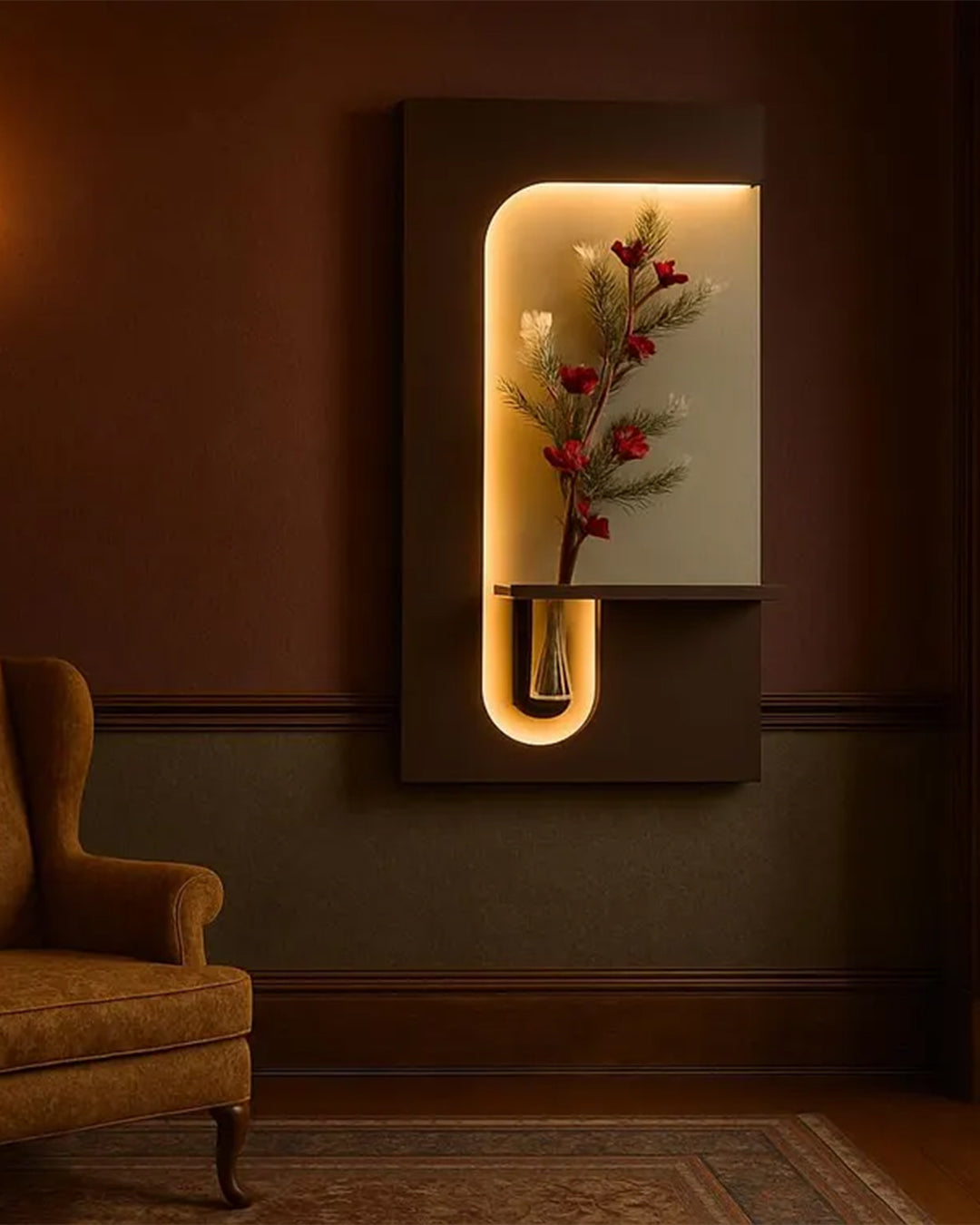 Dekor Fark 40x70 cm Pilli LED'li İskandinav Duvar Tablosu - Pütürlü Doku - Model D096