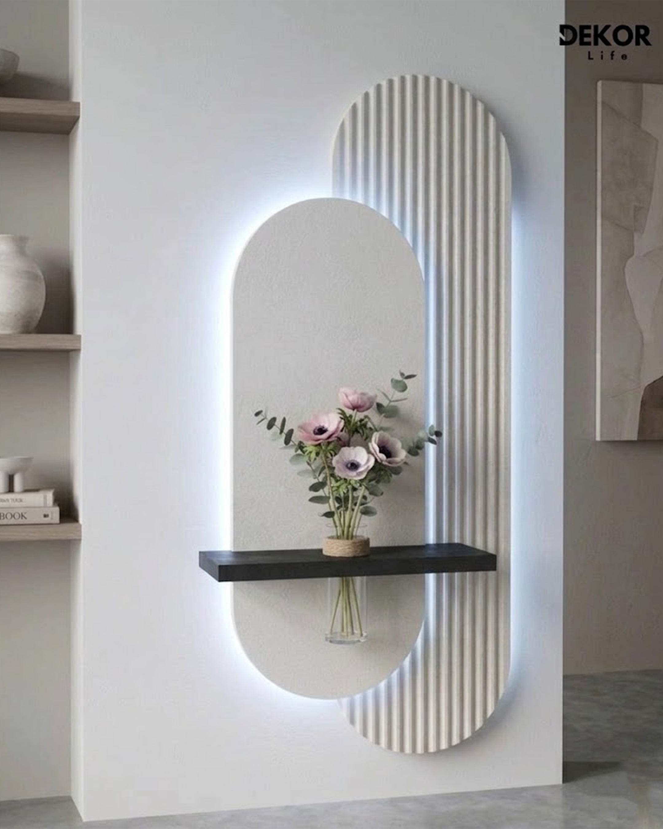 Dekor Fark 40x90 cm Oval LED'li Dekoratif Duvar Paneli - Gizli Aydınlatmalı - Model D009