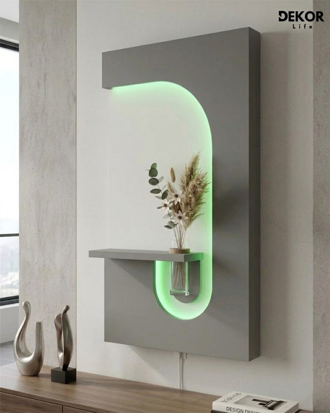 Dekor Fark 50x90 cm Oval LED'li Dekoratif Duvar Paneli - Gizli Aydınlatmalı - Model D056