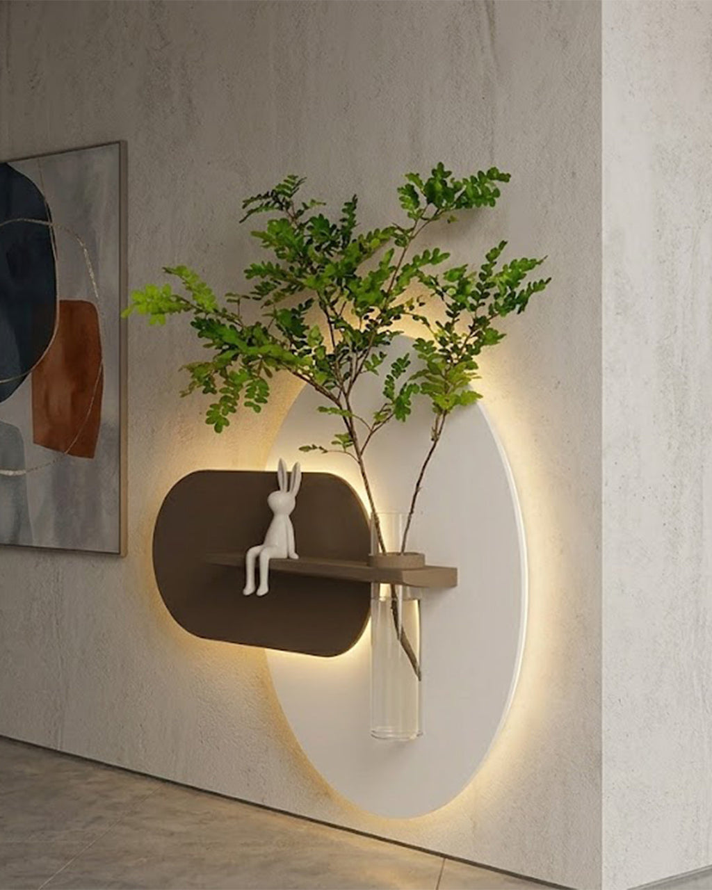 Dekor Fark 50x50 cm Oval LED'li Dekoratif Duvar Paneli - Gizli Aydınlatmalı - Model D028