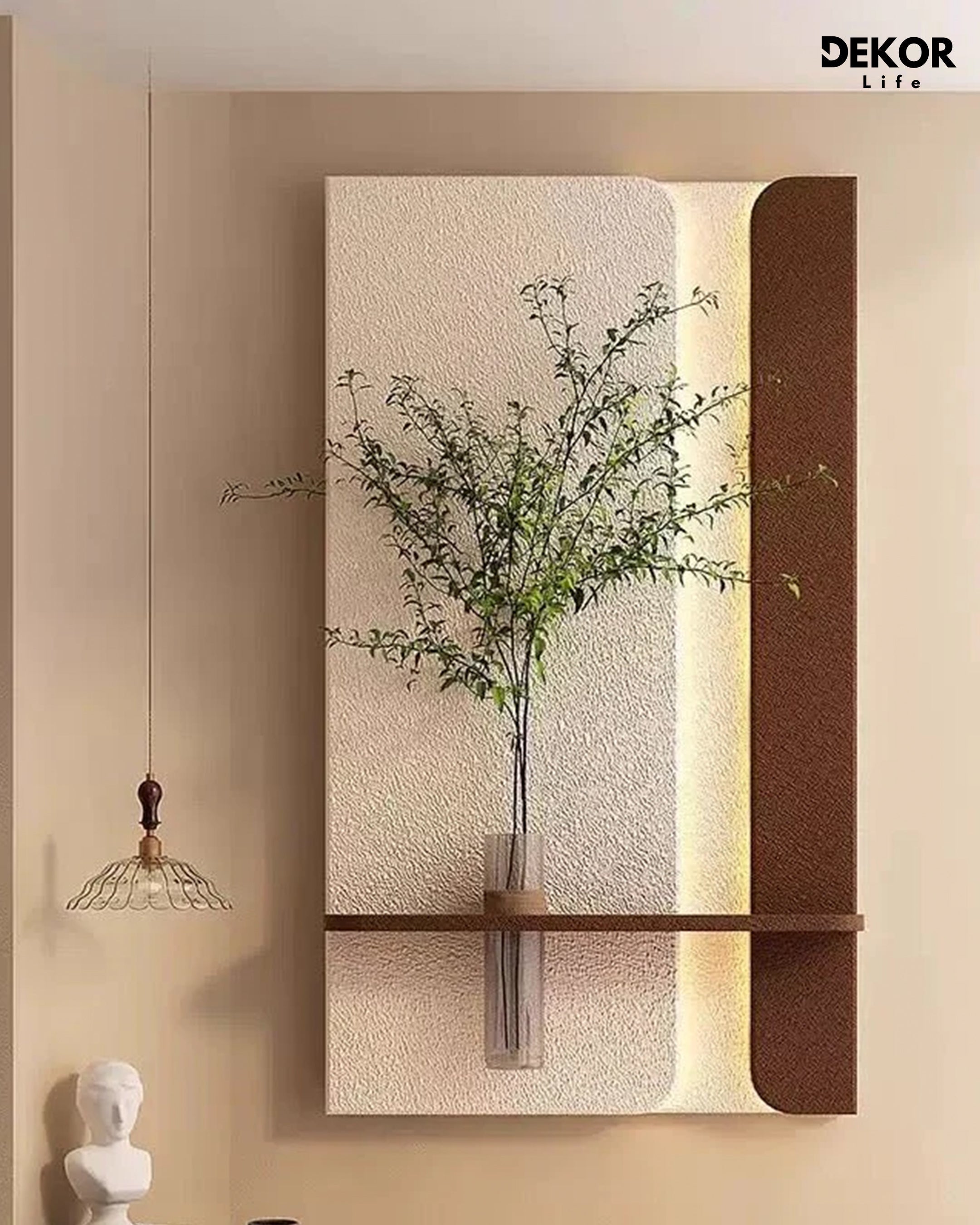 Dekor Fark 50x90 cm Oval LED'li Dekoratif Duvar Paneli - Gizli Aydınlatmalı - Model D064