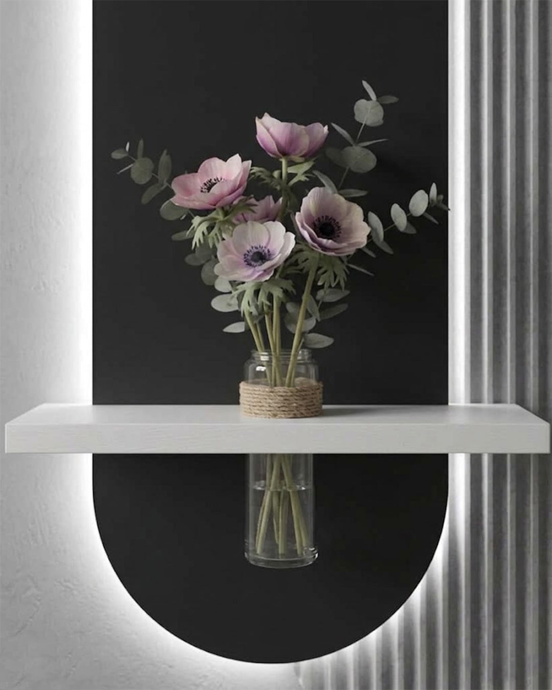 Dekor Fark 40x90 cm Oval LED'li Dekoratif Duvar Paneli - Gizli Aydınlatmalı - Model D018