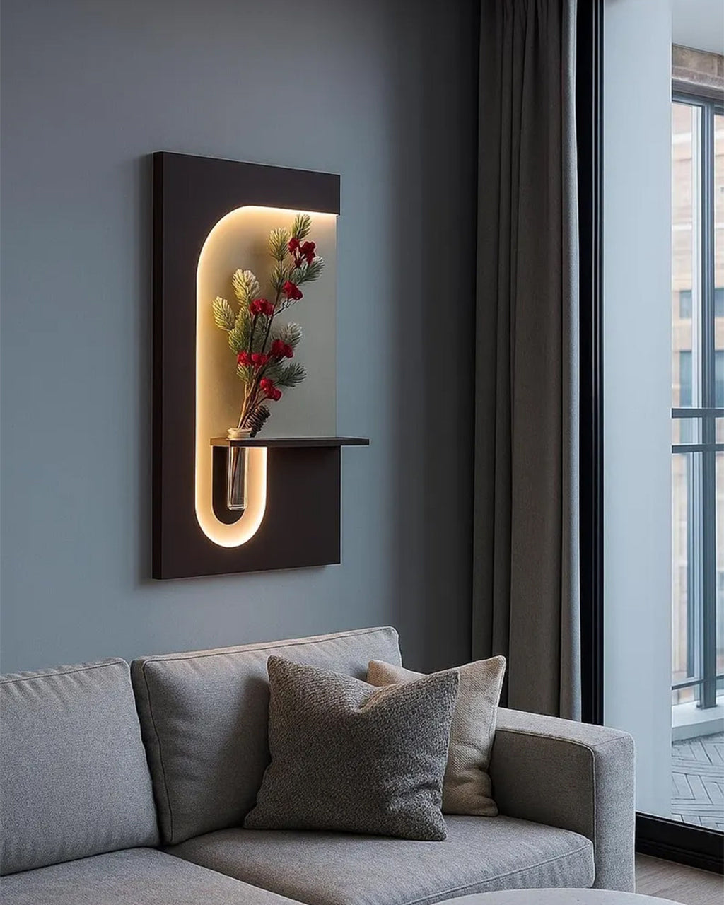 Dekor Fark 40x70 cm Pilli LED'li İskandinav Duvar Tablosu - Pütürlü Doku - Model D096