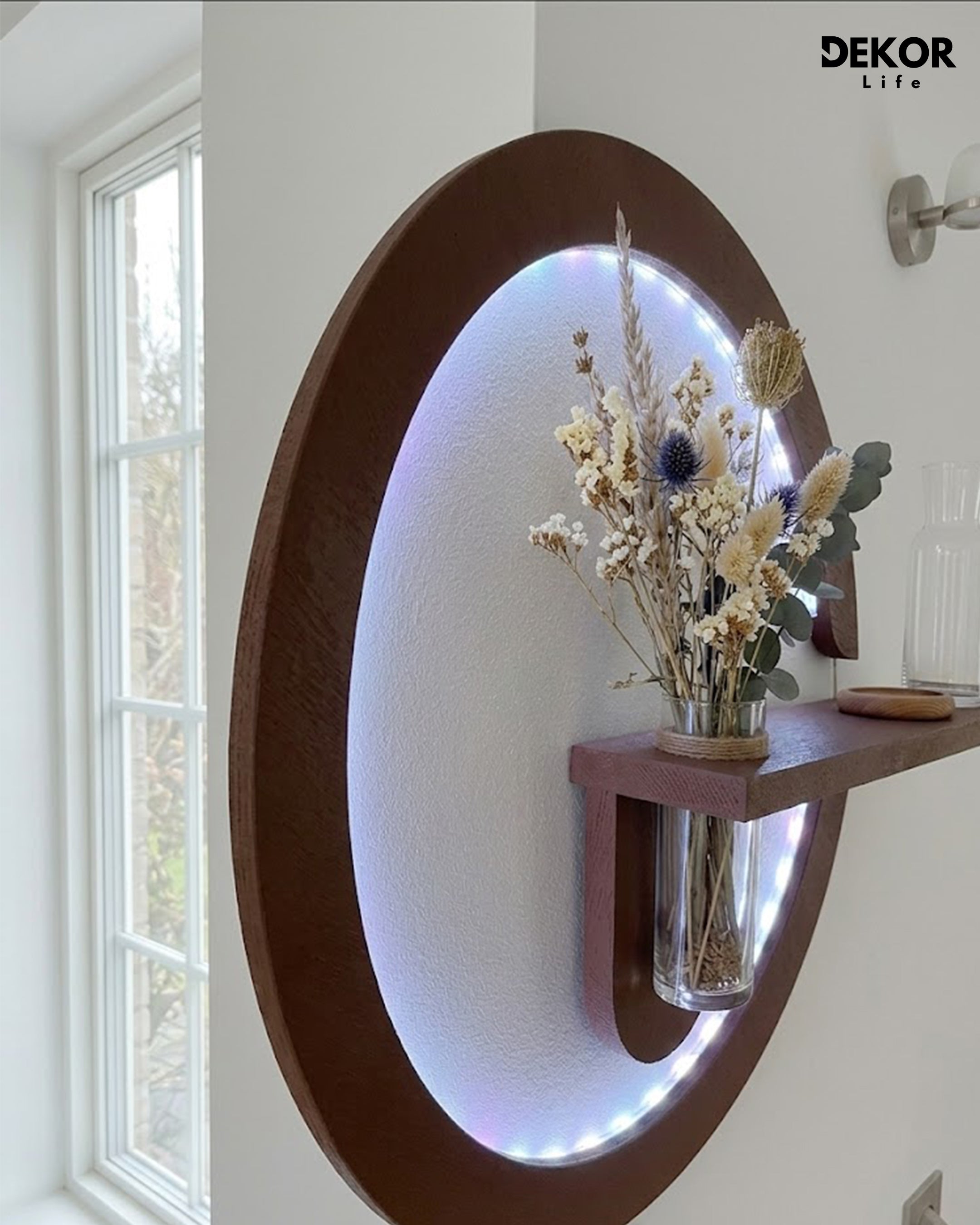 Dekor Fark 50x50 cm Oval LED'li Dekoratif Duvar Paneli - Gizli Aydınlatmalı - Model D027