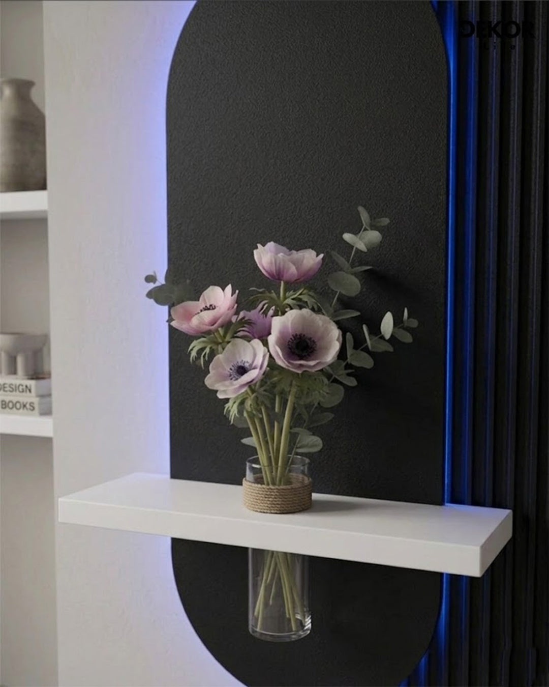 Dekor Fark 40x90 cm Oval LED'li Dekoratif Duvar Paneli - Gizli Aydınlatmalı - Model D012