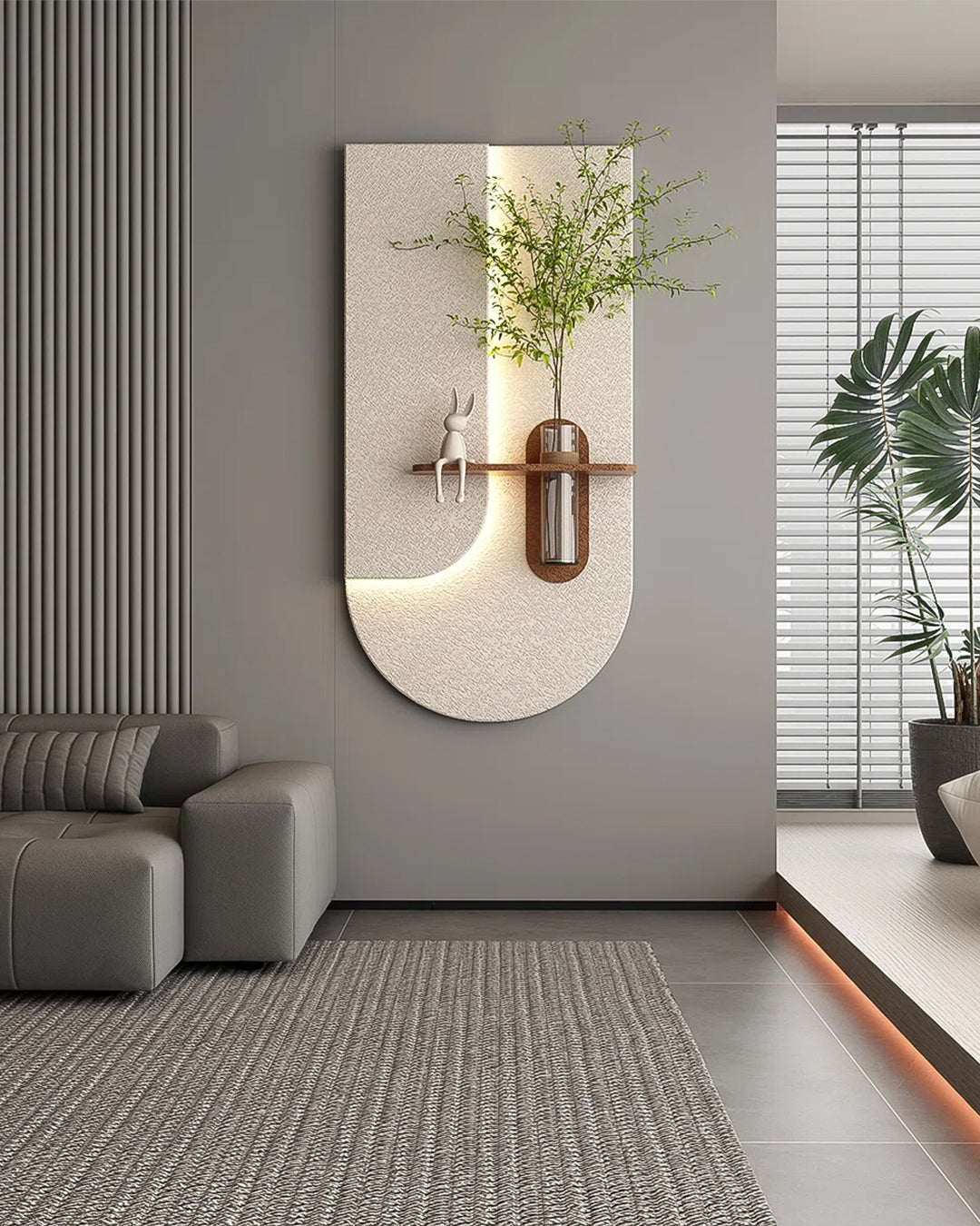 Dekor Fark 40x70 cm Pilli LED'li İskandinav Duvar Tablosu - Pütürlü Doku - Model D079