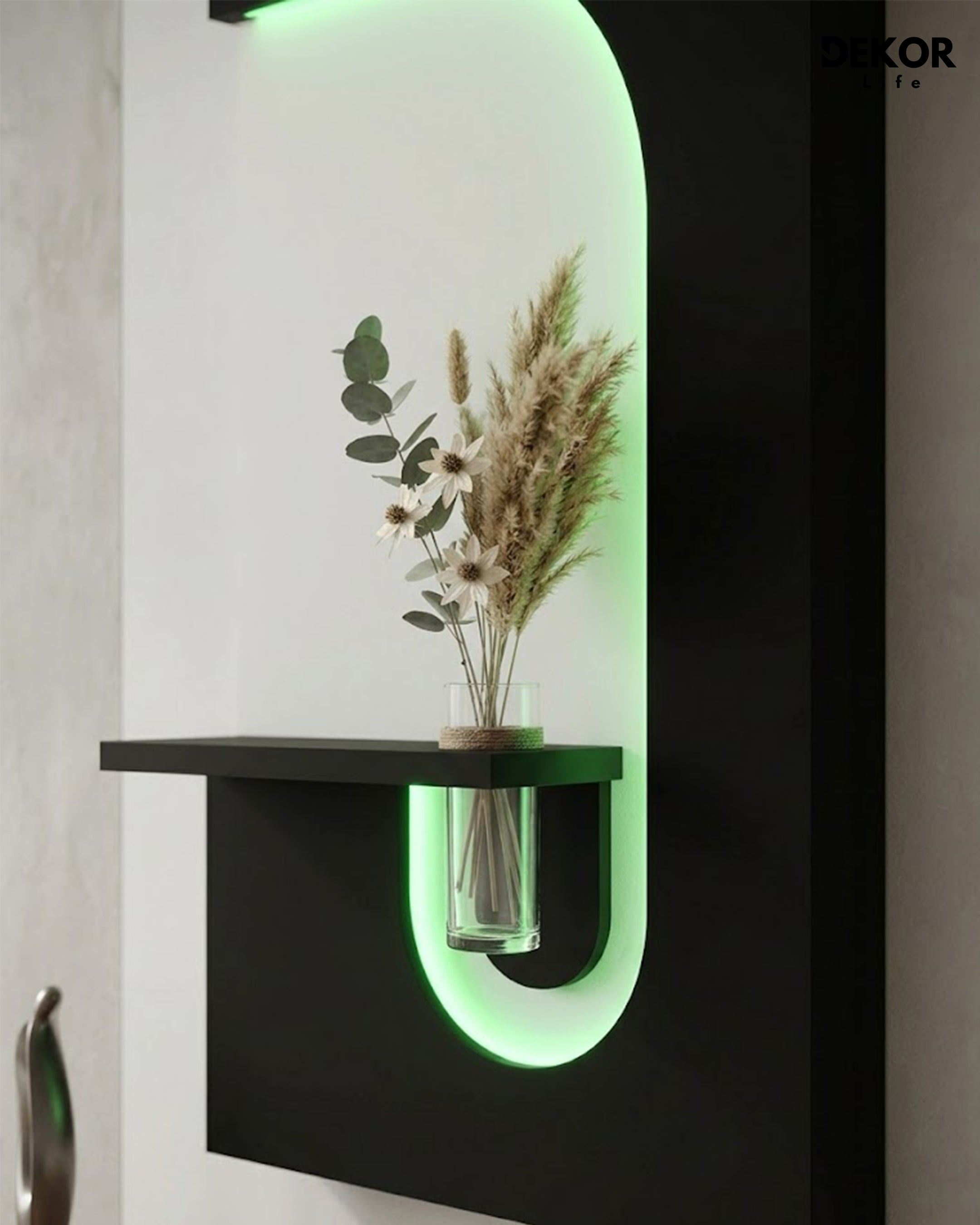 Dekor Fark 50x90 cm Oval LED'li Dekoratif Duvar Paneli - Gizli Aydınlatmalı - Model D043