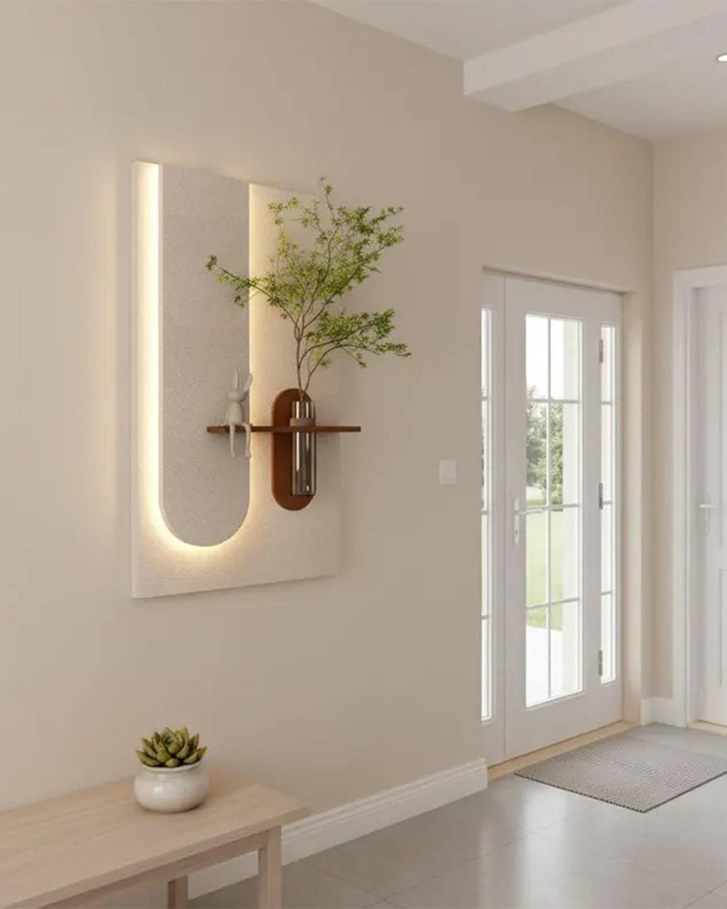 Dekor Fark 40x70 cm Pilli LED'li İskandinav Duvar Tablosu - Pütürlü Doku - Model D094