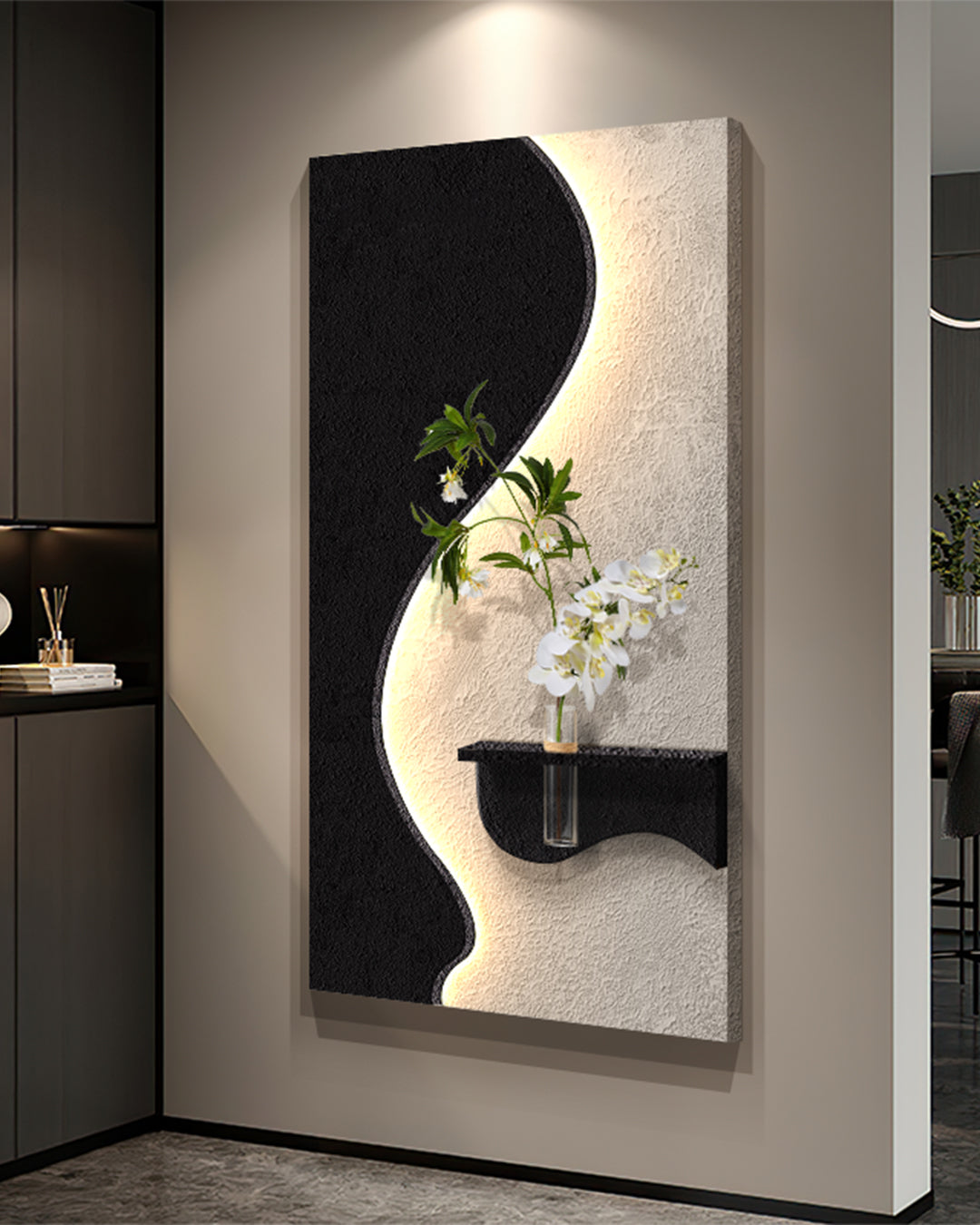 Dekor Fark 40x70 cm Pilli LED'li İskandinav Duvar Tablosu - Pütürlü Doku - Model D100