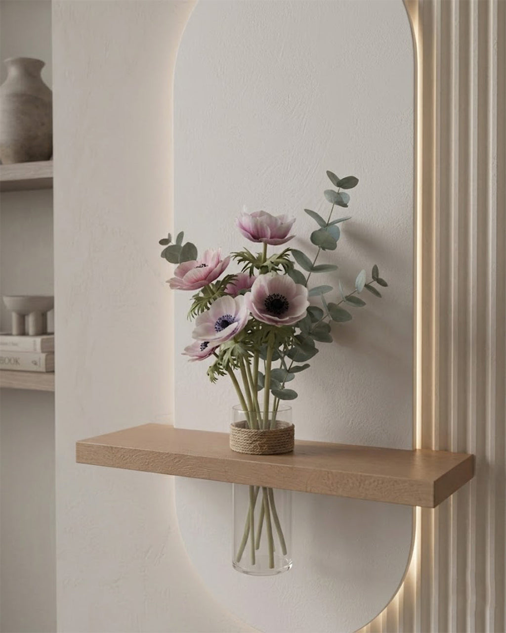 Dekor Fark 40x90 cm Oval LED'li Dekoratif Duvar Paneli - Gizli Aydınlatmalı - Model D014