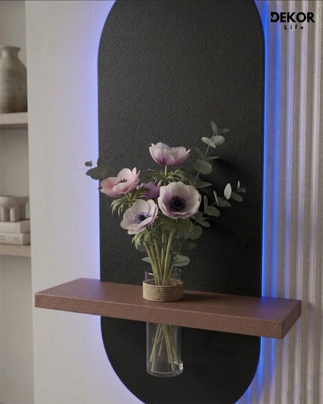 Dekor Fark 40x90 cm Oval LED'li Dekoratif Duvar Paneli - Gizli Aydınlatmalı - Model D011