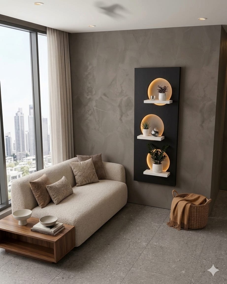 Dekor Fark 50x120 cm Oval LED'li Dekoratif Duvar Paneli - Gizli Aydınlatmalı - Model D022