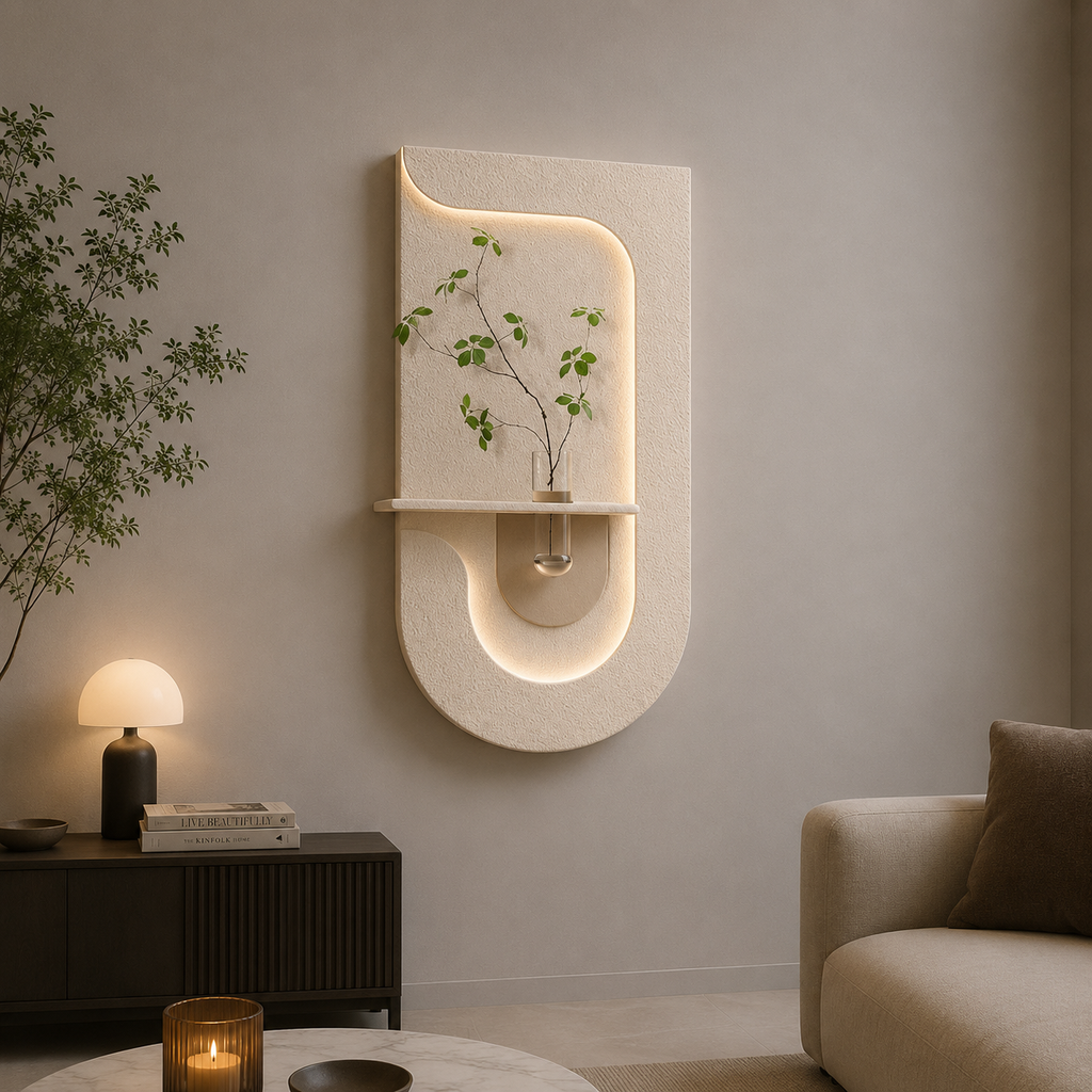 Dekor Fark 40x70 cm Pilli LED'li İskandinav Duvar Tablosu - Pütürlü Doku - Model D099