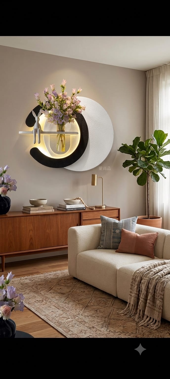 Dekor Fark 50x85 cm Oval LED'li Dekoratif Duvar Paneli - Gizli Aydınlatmalı - Model D038
