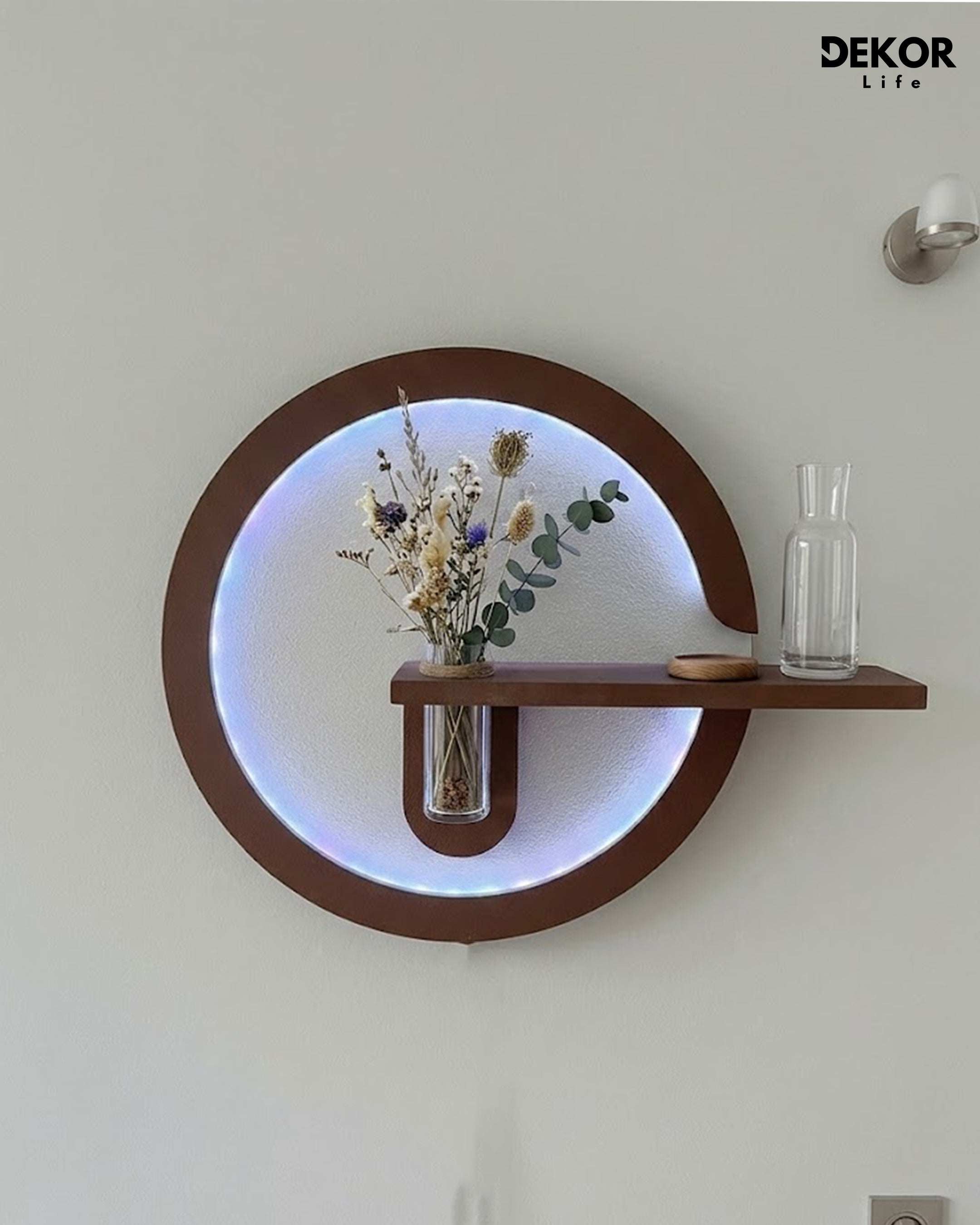 Dekor Fark 50x50 cm Oval LED'li Dekoratif Duvar Paneli - Gizli Aydınlatmalı - Model D027