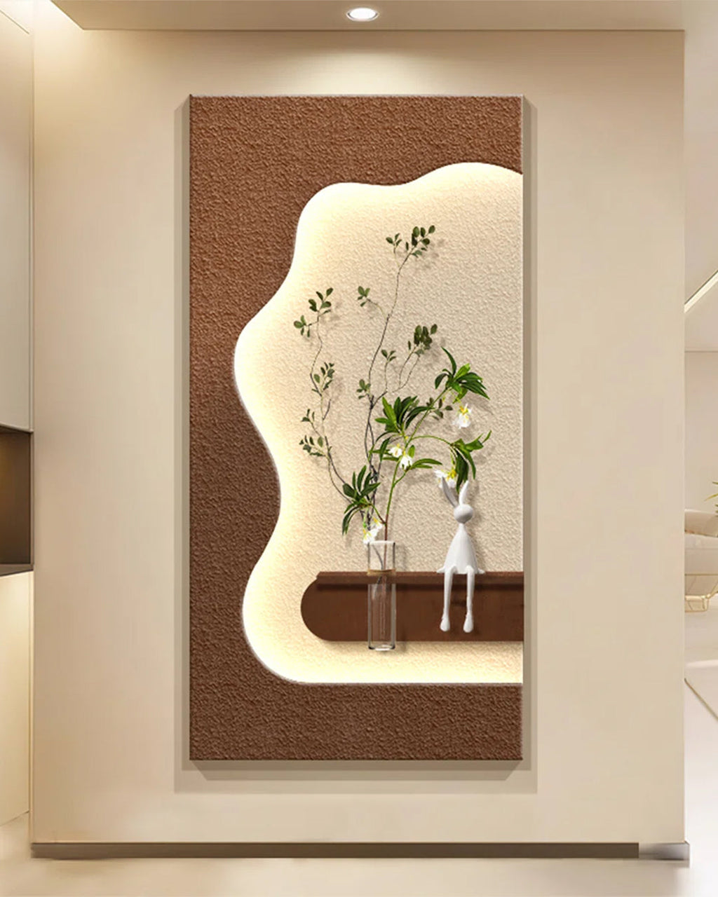 Dekor Fark 40x70 cm Pilli LED'li İskandinav Duvar Tablosu - Pütürlü Doku - Model D078