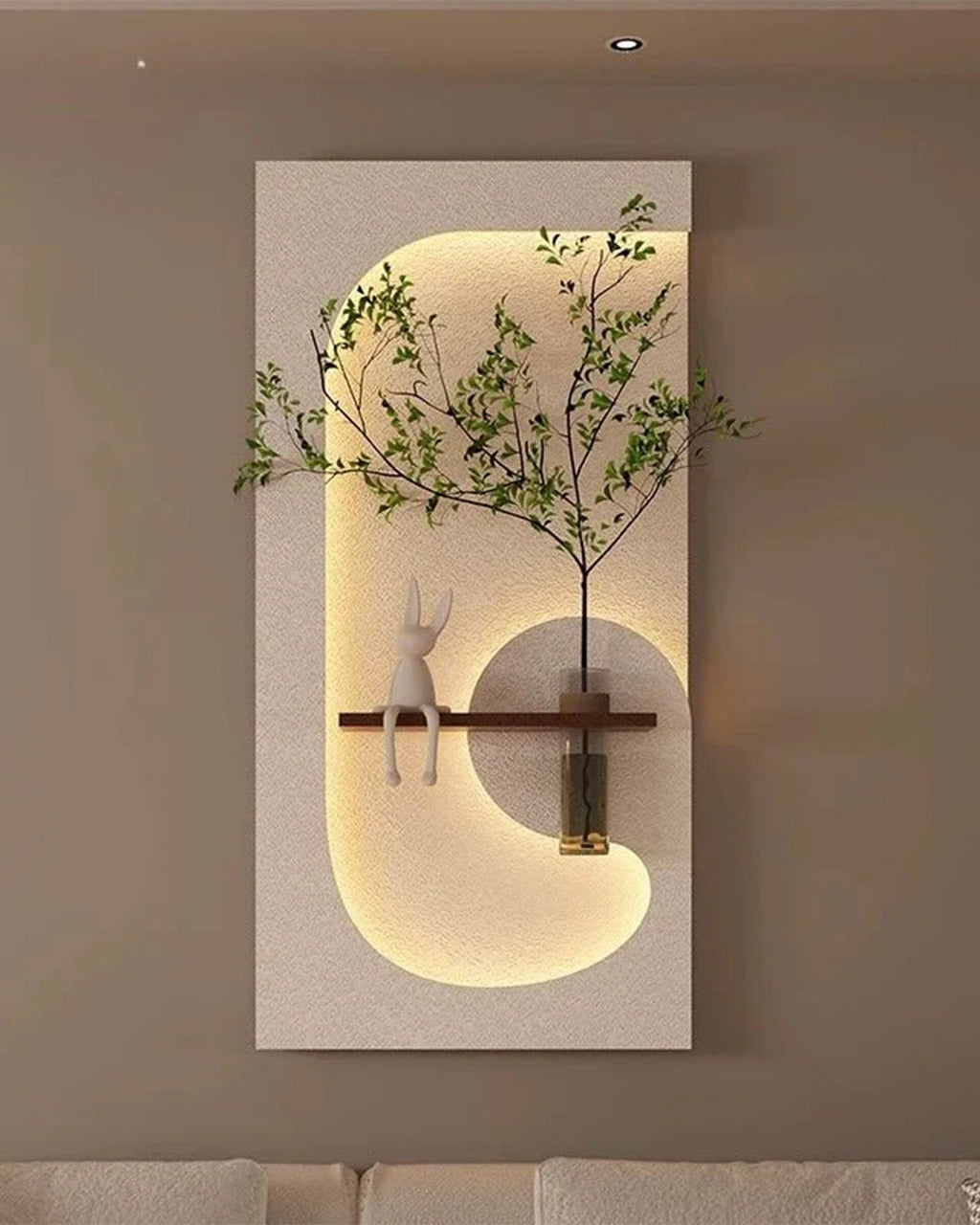 Dekor Fark 40x70 cm Pilli LED'li İskandinav Duvar Tablosu - Pütürlü Doku - Model D076