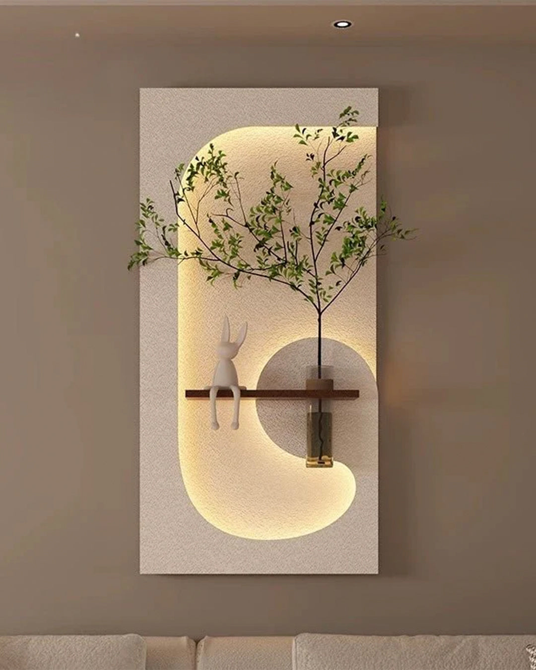 Dekor Fark 40x70 cm Pilli LED'li İskandinav Duvar Tablosu - Pütürlü Doku - Model D076