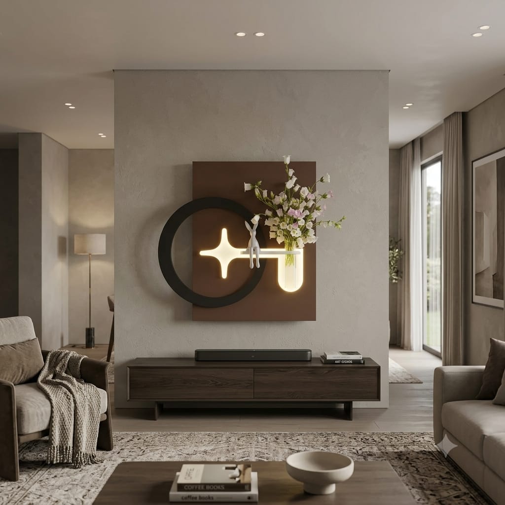 Dekor Fark 70x80 cm Oval LED'li Dekoratif Duvar Paneli - Gizli Aydınlatmalı - Model D070