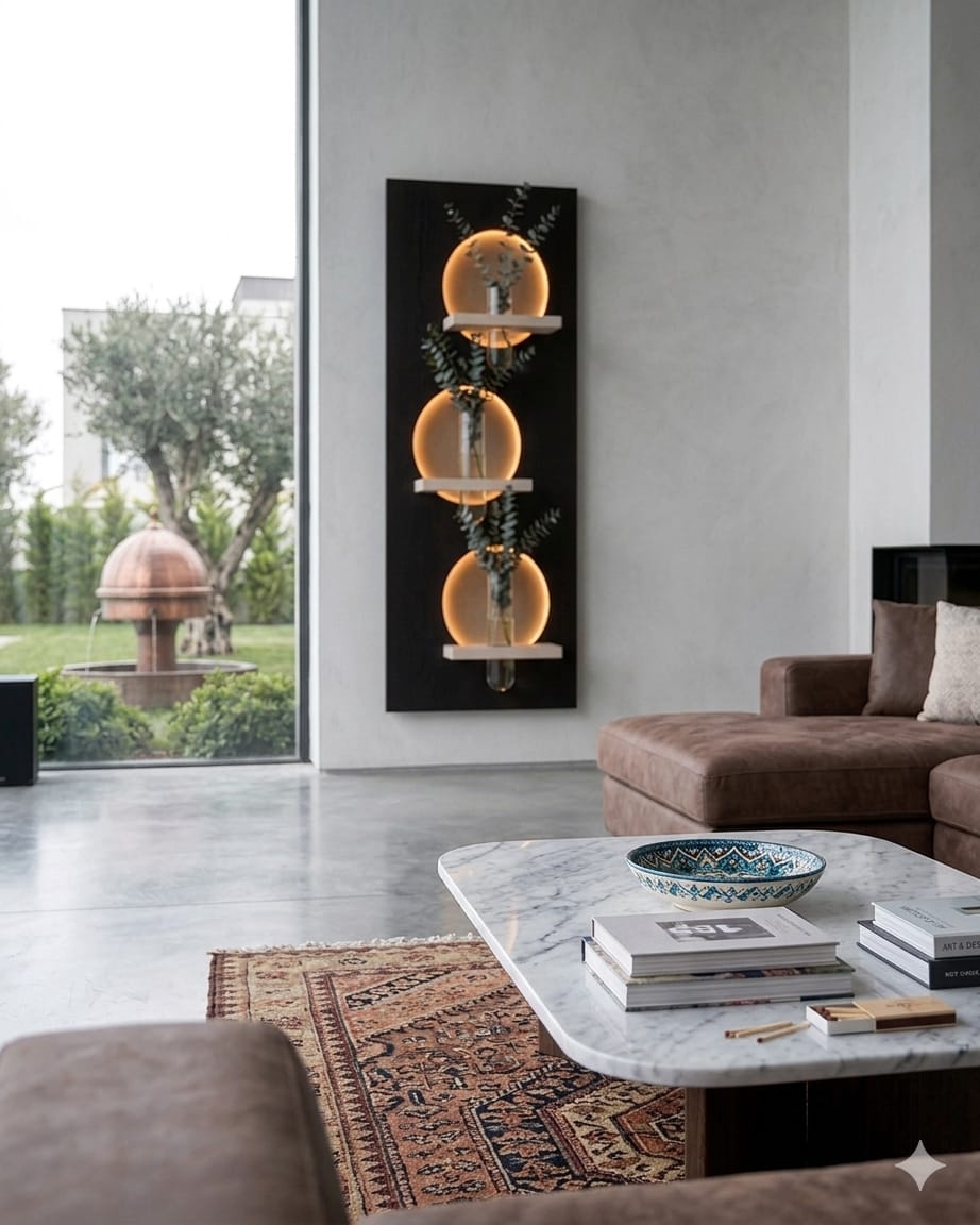 Dekor Fark 50x120 cm Oval LED'li Dekoratif Duvar Paneli - Gizli Aydınlatmalı - Model D024