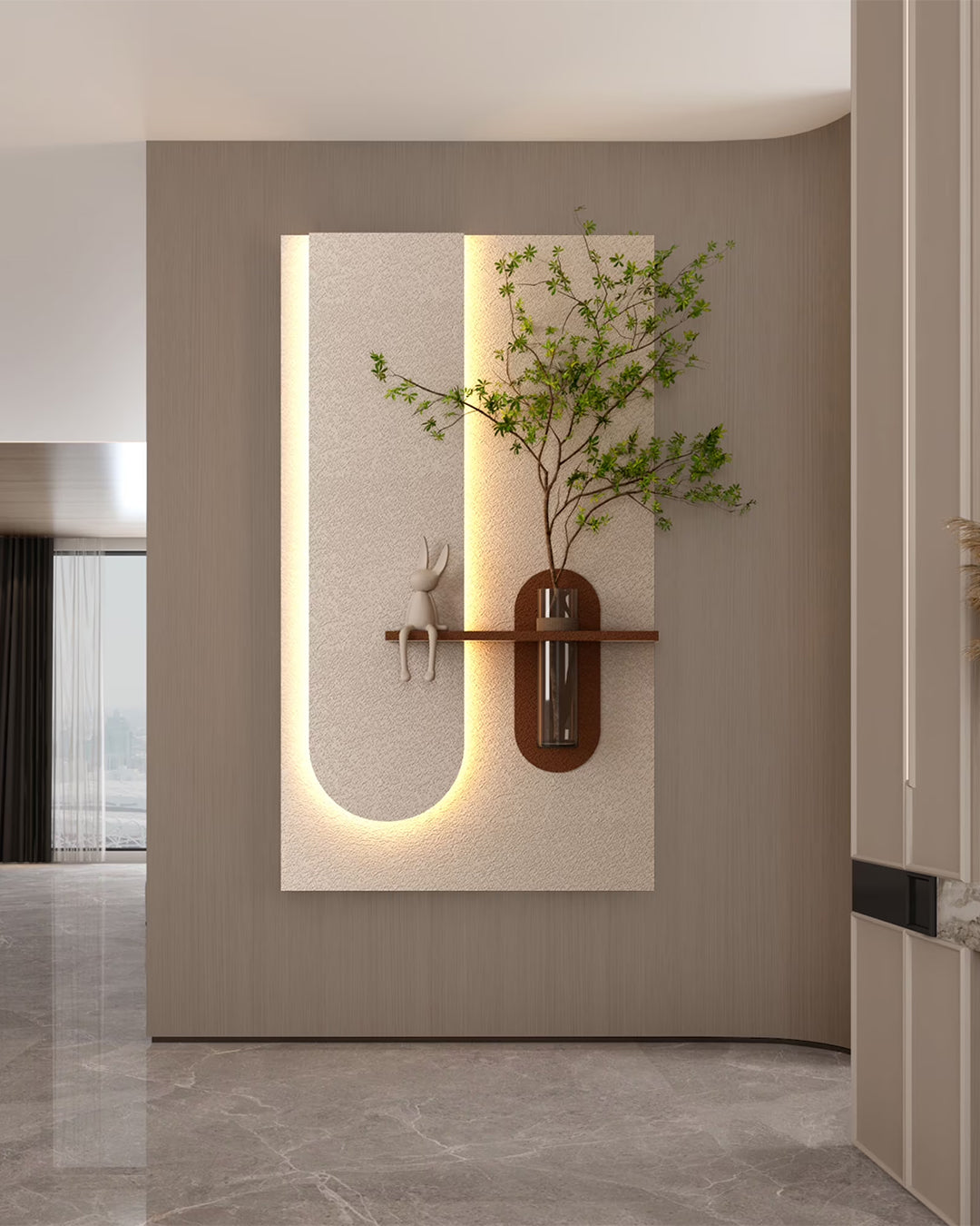 Dekor Fark 40x70 cm Pilli LED'li İskandinav Duvar Tablosu - Pütürlü Doku - Model D080