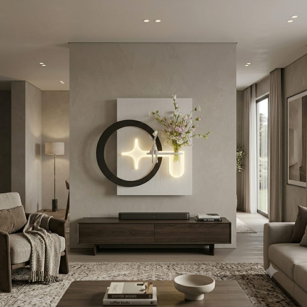 Dekor Fark 70x80 cm Oval LED'li Dekoratif Duvar Paneli - Gizli Aydınlatmalı - Model D071
