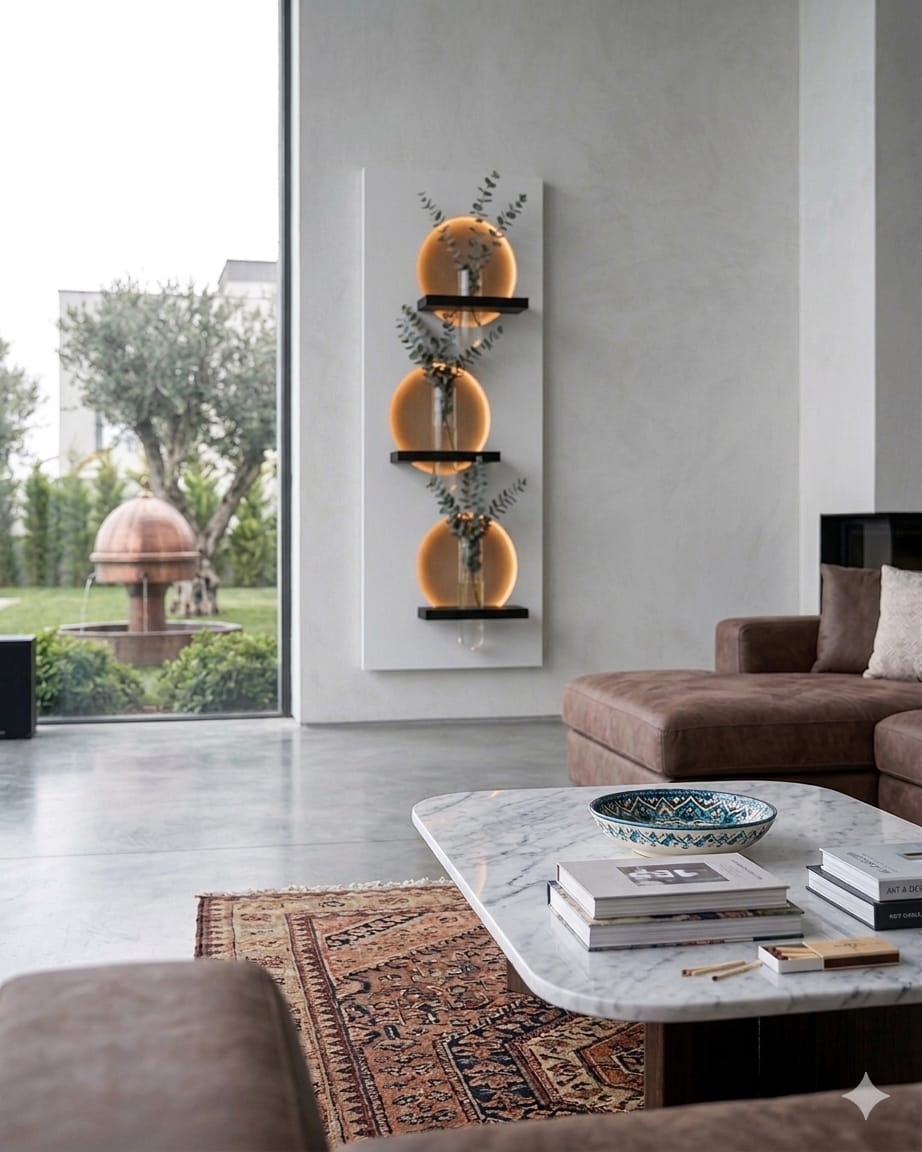 Dekor Fark 50x120 cm Oval LED'li Dekoratif Duvar Paneli - Gizli Aydınlatmalı - Model D025