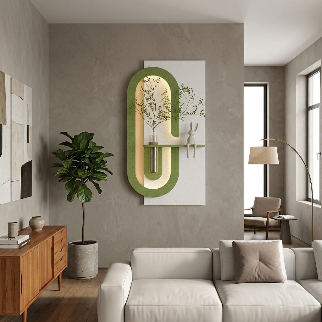 Dekor Fark 50x90 cm Oval LED'li Dekoratif Duvar Paneli - Gizli Aydınlatmalı - Model D063