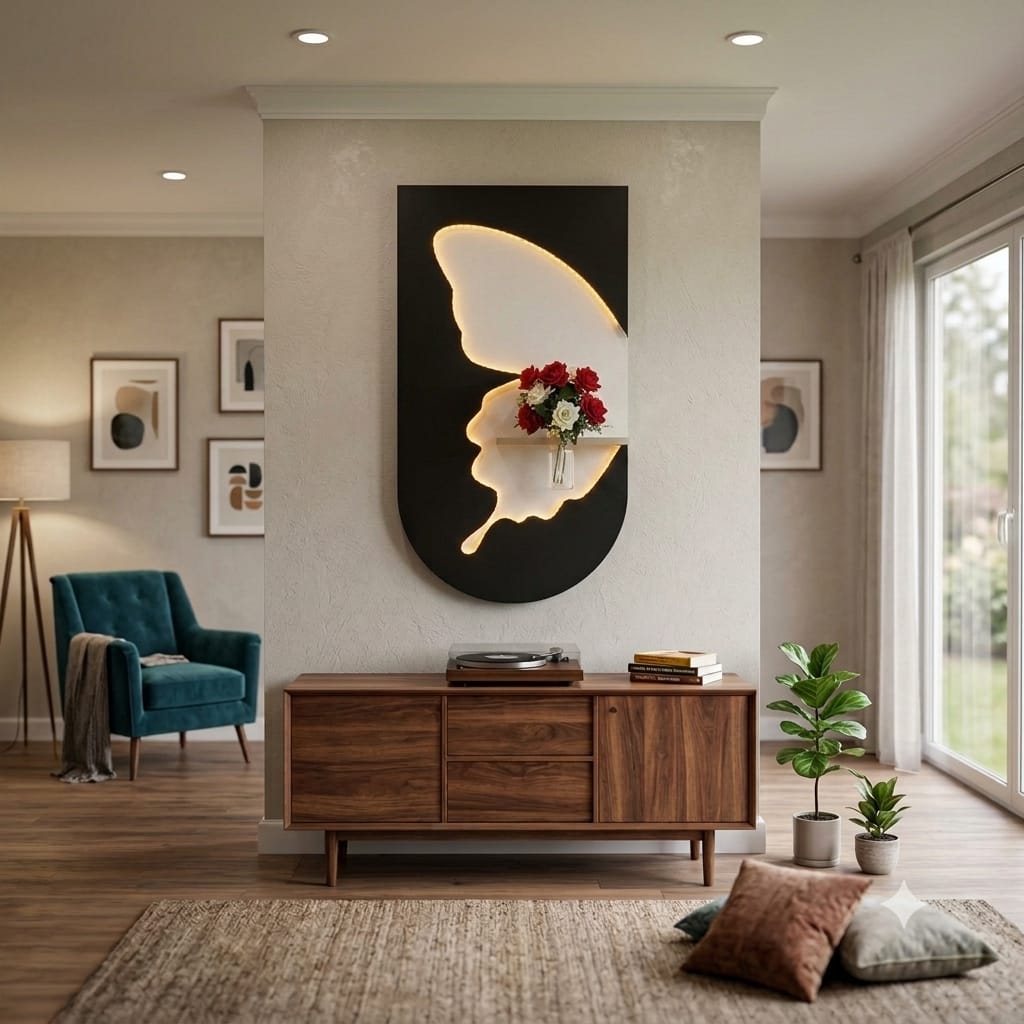Dekor Fark 50x90 cm Oval LED'li Dekoratif Duvar Paneli - Gizli Aydınlatmalı - Model D065