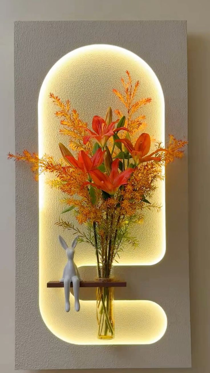 Dekor Fark 40x70 cm Pilli LED'li İskandinav Duvar Tablosu - Pütürlü Doku - Model D102