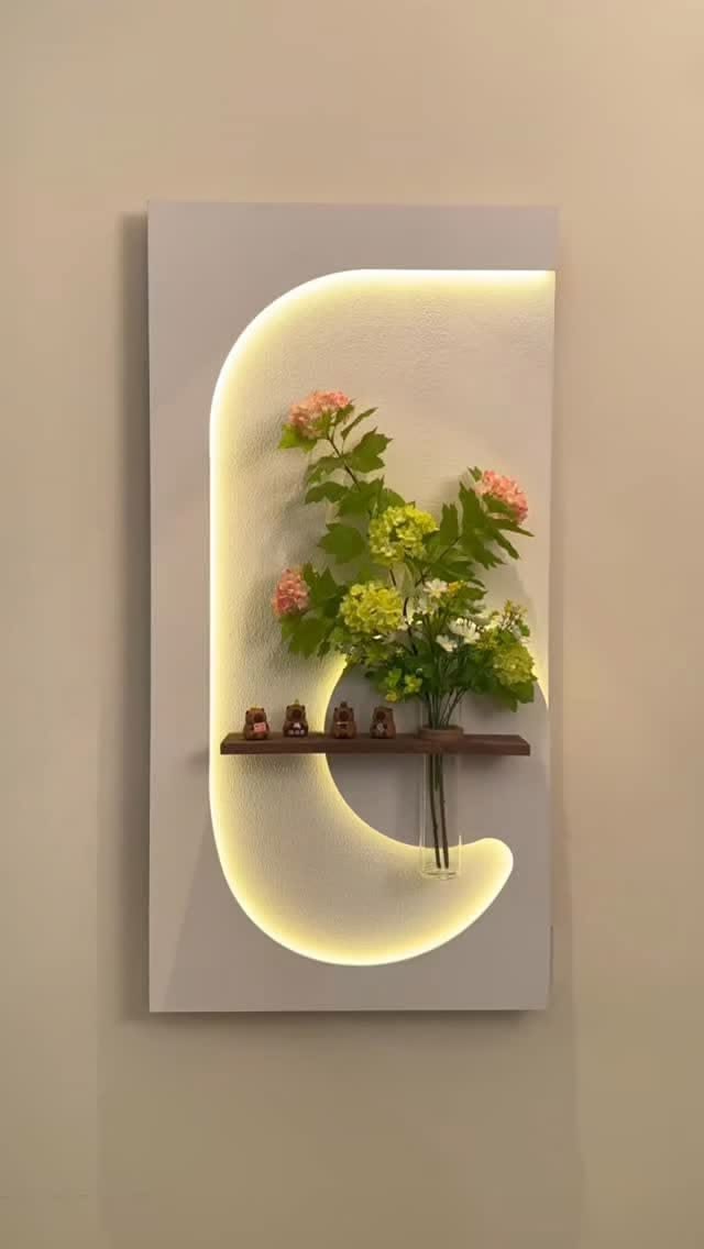 Dekor Fark 40x70 cm Pilli LED'li İskandinav Duvar Tablosu - Pütürlü Doku - Model D103
