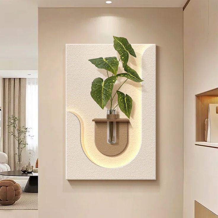 Dekor Fark 40x70 cm Pilli LED'li İskandinav Duvar Tablosu - Pütürlü Doku - Model D117