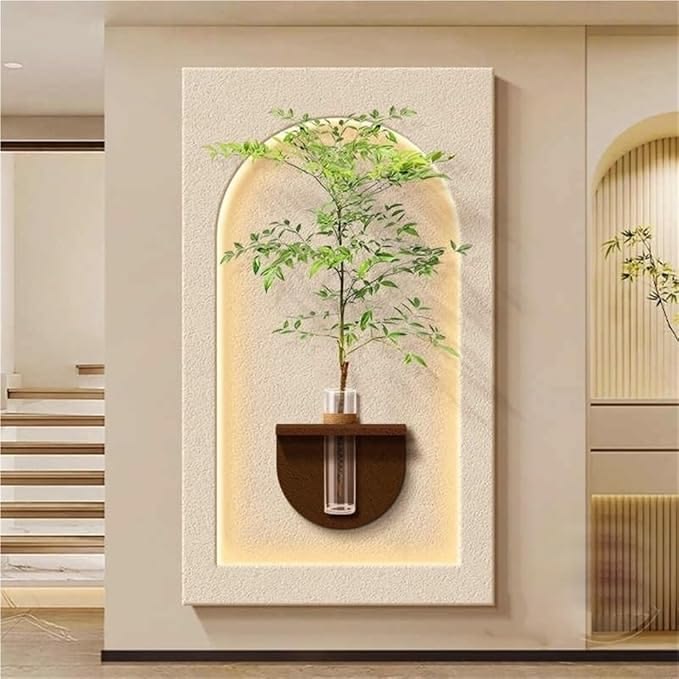 Dekor Fark 40x70 cm Pilli LED'li İskandinav Duvar Tablosu - Pütürlü Doku - Model D118