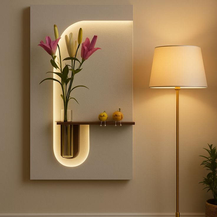 Dekor Fark 40x70 cm Pilli LED'li İskandinav Duvar Tablosu - Pütürlü Doku - Model D121