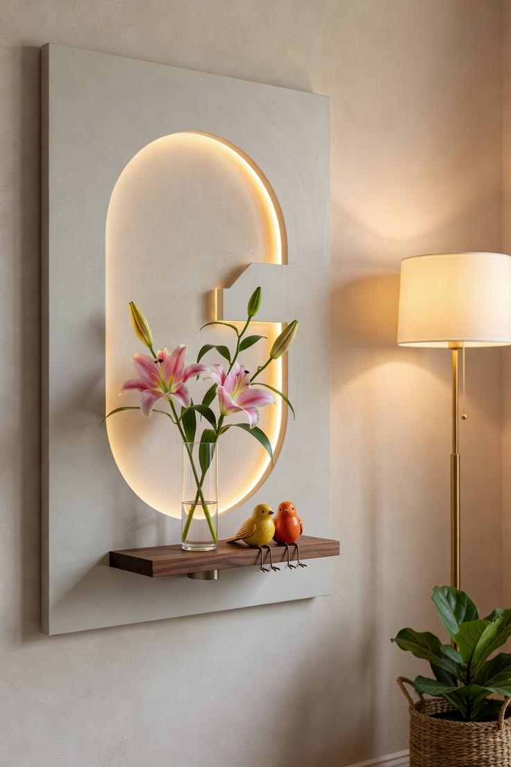 Dekor Fark 40x70 cm Pilli LED'li İskandinav Duvar Tablosu - Pütürlü Doku - Model D127