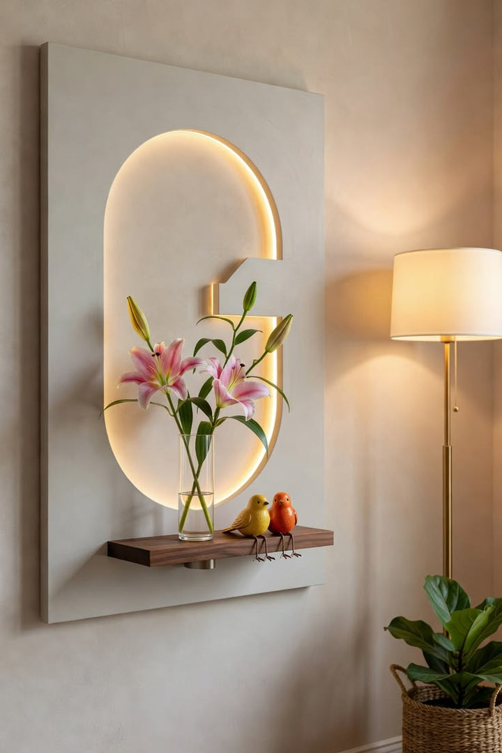 Dekor Fark 40x70 cm Pilli LED'li İskandinav Duvar Tablosu - Pütürlü Doku - Model D127