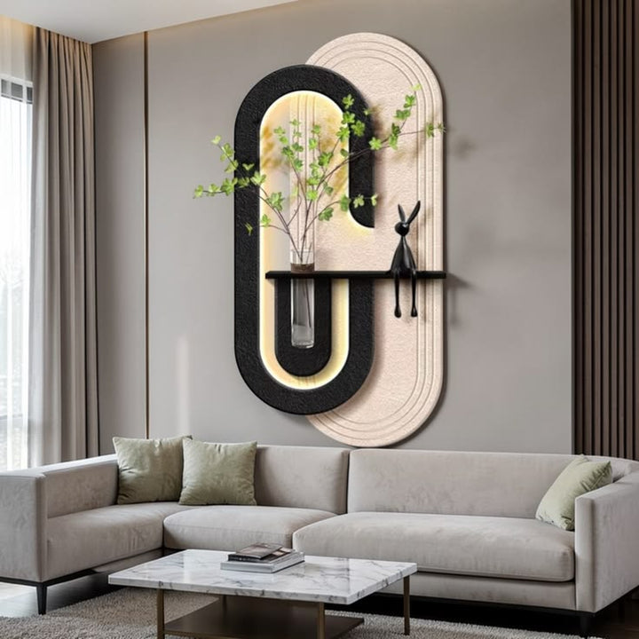 Dekor Fark 40x70 cm Pilli LED'li İskandinav Duvar Tablosu - Pütürlü Doku - Model D125