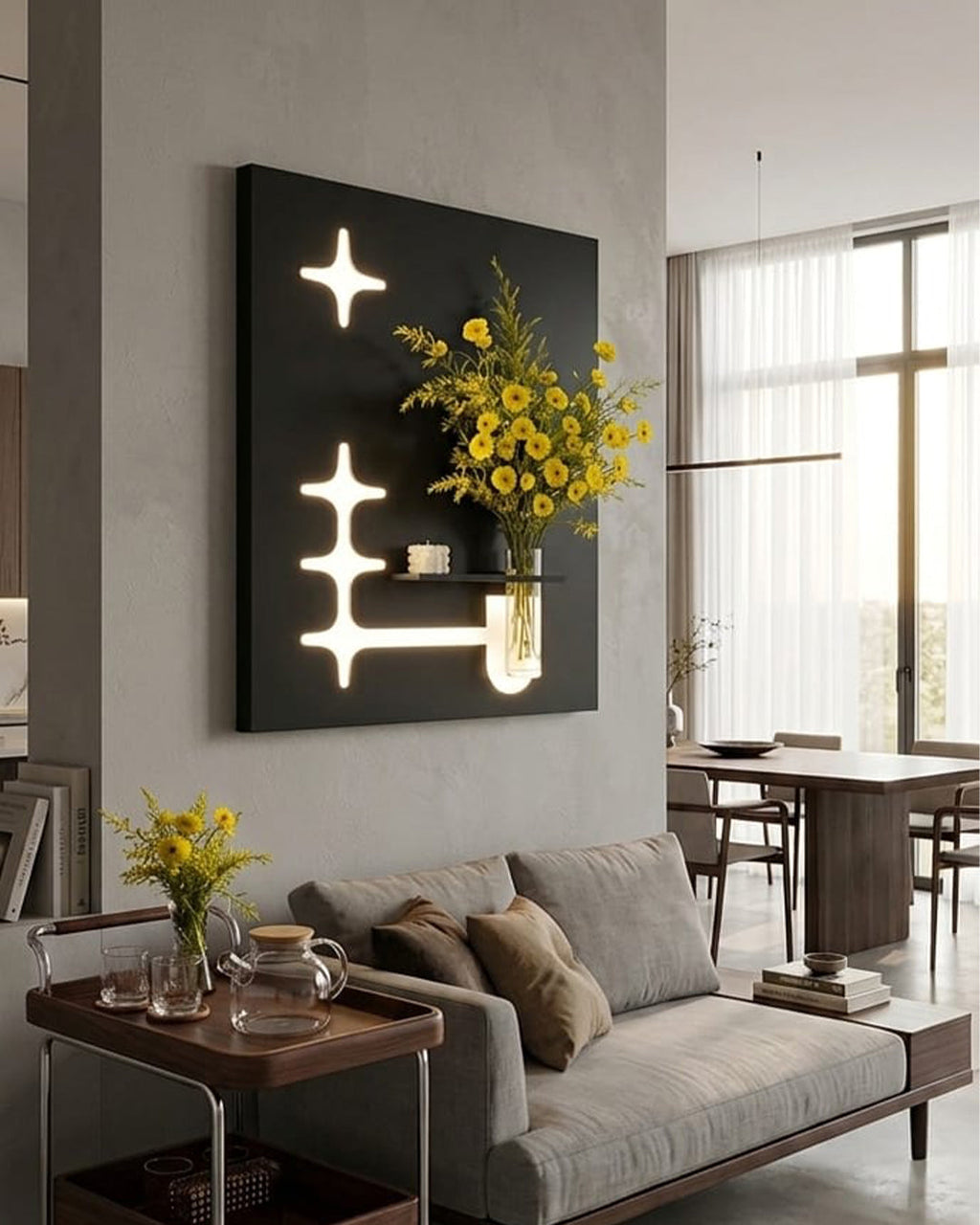 Dekor Fark 60x80 cm Oval LED'li Dekoratif Duvar Paneli - Gizli Aydınlatmalı - Model D066