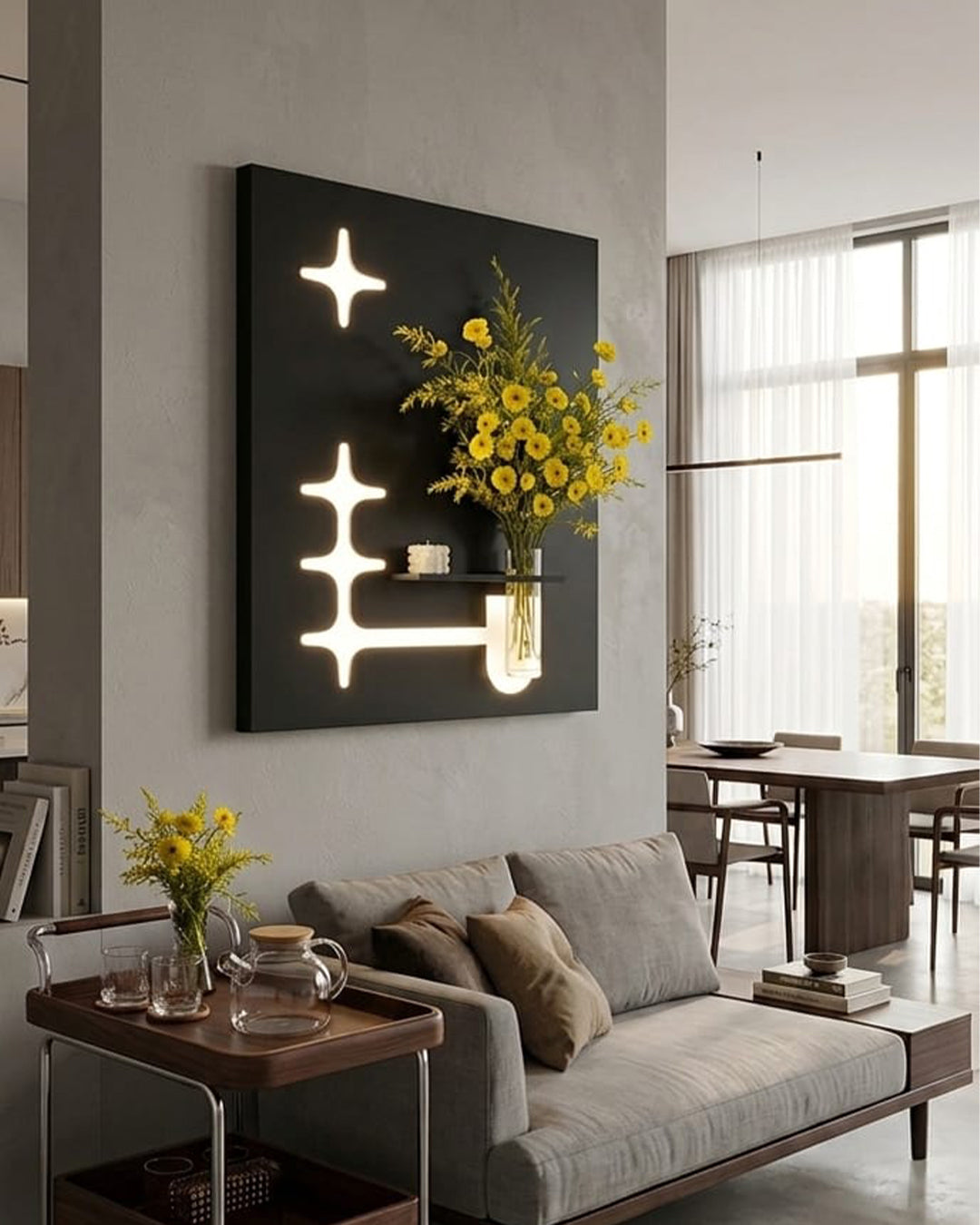 Dekor Fark 60x80 cm Oval LED'li Dekoratif Duvar Paneli - Gizli Aydınlatmalı - Model D066