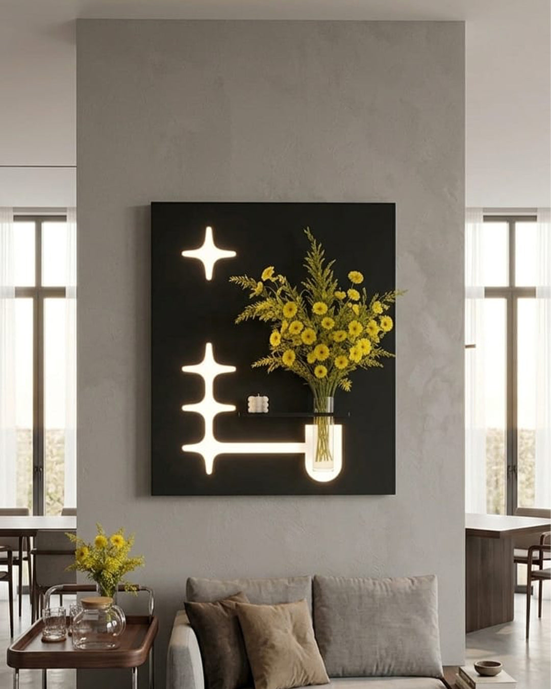 Dekor Fark 60x80 cm Oval LED'li Dekoratif Duvar Paneli - Gizli Aydınlatmalı - Model D066